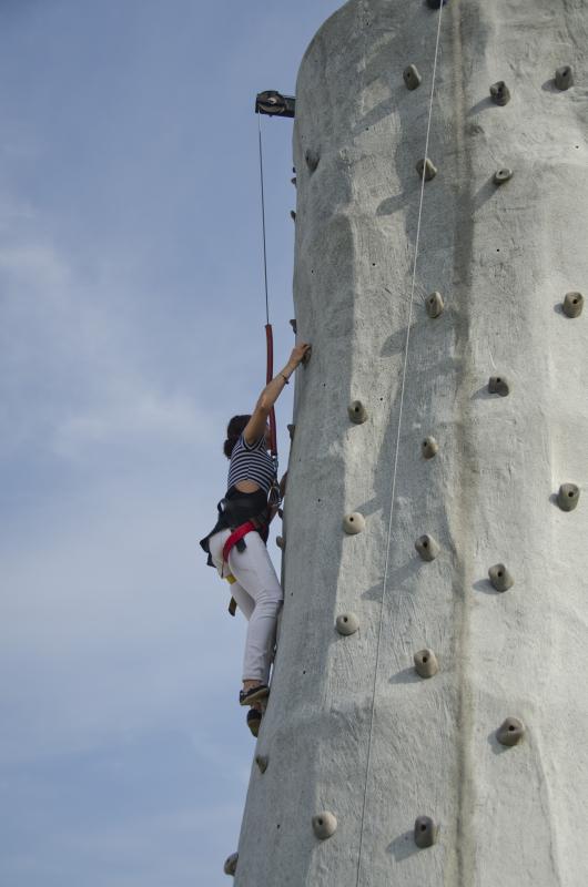 "I didn't wear the right shoes for this," said first time climber Natasha Silva. Even so, she did get to the top and got a high five from her family at the bottom. BY GEORGIA SPARLING